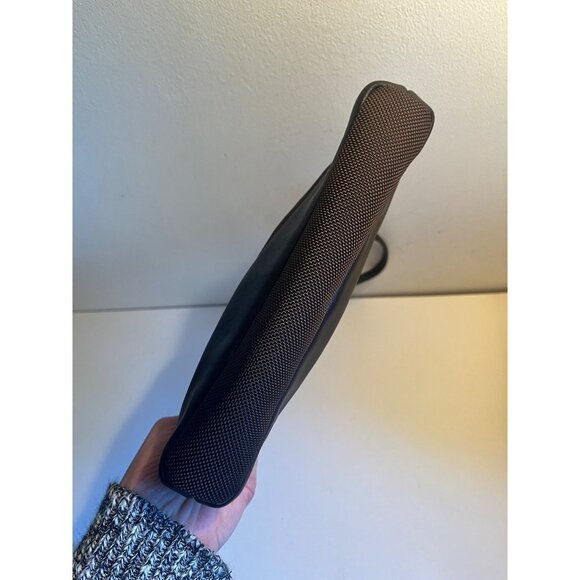 Y2K TUMI Nylon Mini Bag Brown Leather Trim Convertible Clutch Minimalist Neutral - Picture 6 of 7